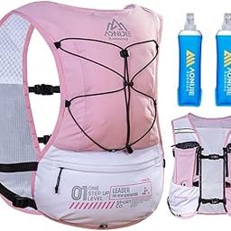 AWKSPORTS 5L Running Hydration Vest Backpack for Men Women, Adjustable & Lightweight, Front & Back Pockets for Essential Storage (Pink with 2*500ml Flask)-image-49
