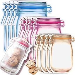 INKULTURE 15 Pcs Mason Jar Ziplock Bags Storage, Reusable Freezer Bags (Polyethylene, Multicolour)-image-46