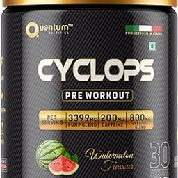 Quantum Nutrition Cyclops Pre-Workout 180g, 30 Servings | Blend of Creatine, Coffee & Beetroot Extract | Muscle Pump Blend For Energy, Focus & Peak Performance, Watermelon Flavour-image-71