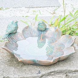 MUMTOP Bird Baths for Outdoors, Antique Outdoor Garden Bird Bath Resin Birdbath Bowl with Vintage Bird Ornament for Outside Yard Table Decor-image-35