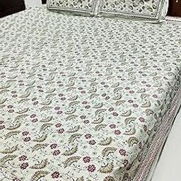 Floral Print Cotton King Size Bedsheet with 2 Pillow Covers, 250x274 cm, White Base with Pink and Gold Design-image-112