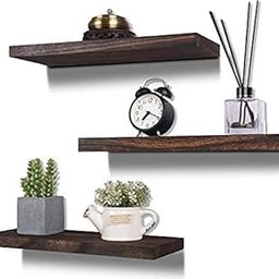 OGESTA Solid sheesham Wood Floating Wall Shelf Mounted Wall Decor for Kitchen Storage Bedroom Set of 3 16 inches Dark Brown (Size Color Also costmisable) (16 inches)-image-24