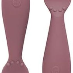 Ezpz Tiny Spoon - 100% Food Grade Silicone Self Feeding Spoon for Baby Led Weaning + Purees - Designed by a Pediatric Feeding Specialist - Sensory Bumps - Set of 2 Dip Spoons for 4 Months+ (Mauve)-13