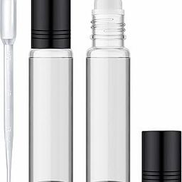 PACKCESS 10ml Roll On Glass Bottle, Clear Transparent, Empty Refillable, Reusable for Under Eye, Perfumes, Attar, Travel, Lip Gloss, DIY, Cosmetics, Essential Oils Set Of (5)-3
