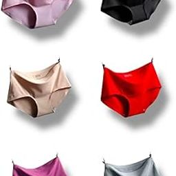 LIECRY Art (Pack of 6) Women Cotton Ice Silk Invisible Seamless Panties Mid Rise No Show Laser Cut Hipster Briefs Panties Underwear for Daily Use (Multicolor) Random Color Send Design No 6SL3853-picture-25