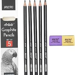 BRUSTRO Graphite Pencils |Set of 5 (2B, 4B, 6B, 8B, 10B),with ECO PVC Dust Free Erasers (2 Pcs)| Ideal for Fine Art Students,Adults, Drawing,Sketching,Mandala, Shading, Pencils For Beginners, Artists-16