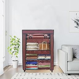 RAXON WORLD 4 Layer Brown Space-Saver Collapsible Wardrobe: Maximize Your Space with Style-9