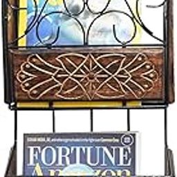 MYLAWOOD Iron & Wooden Magazine Cum Newspaper Rack - Stylish and Durable Organizer for Home & Office-picture-20