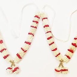 RJ SALES & PROMOTIONS Closely Knitted Satin Flowers Garland (White Flowers Mala), 12 Inches-image-51