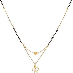 R Name Letter Diamond Attached Alphabet Pendant 18 Inch Mangalsutra For Womens-image-73