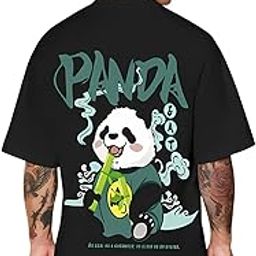 Cotton Back Printed PandaCool Half Sleeve Oversize Tshirt for Men-image-12
