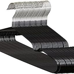 Zollyss Non-Slip Rubber Coated Metal Suit Coat Hangers Heavy Duty Clothes Hanger with Chrome and Black Friction, Metal Shirt Jacket Hanger with Round Notches for Dress (Pack of 20)-23