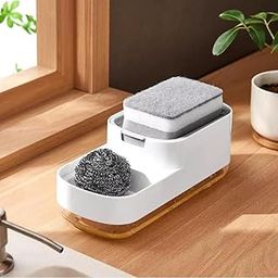 Fampoux Soap Dispenser for Kitchen with Sponge Holder, Hollow Design, Durable & Smooth Body, Rust Proof, 2 in 1 Liquid Soap Dispenser, Sink Dish Washing Soap Dispenser Set Dishwashing Soap Dispenser-image-94