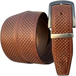 Men's Genuine Leather Belt with Classic Pin Buckle | Brown Textured Design | Formal & Casual Wear-image-47
