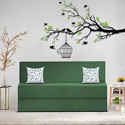 Casaliving Mapron 2 Seater Sofa Cum Bed with 2 Cushions for Living Room (Green Fabric) Premium Fabric Sofa 4x6 Feet Sofa-image-43