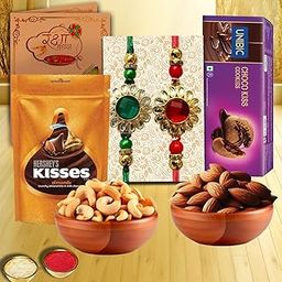 AWANI TRENDS Rakhi Gift For Brother Chocolate Dry Fruits Cookies Hamper Rakhi Gift for Brother - Rakhi with Dry Fruits and Chocolate Combo Greeting Card, Roli Chawal Pack-image-104