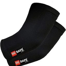 Compression Socks & Elbow Support Guard, Elbow Sleeves Band for Men & Women, Gym, Cricket, Badminton, Bikers | Pair, Black, Medium-6