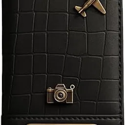 celed Personalized Croco Passport Cover with Gold Embellishments, with Black Leather, Customizable Name Plate (Black)-picture-22
