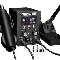 Serplex® 2 in 1 Hot Wind Gun Solder Iron SMD Rework Soldering Station Kit 700W/220V Tabletop Hot Wind Gun Tin Solder Iron Working Station Adjustable Soldering Station with Dual LCD Digital Display-15