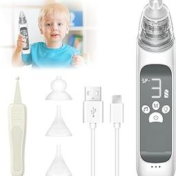 Calyrex Electric Baby Nasal Aspirator - 3 Levels Suction Newborn Nose Cleaner, Booger Remover & Snot Sucker, Saline Nasal Picker with Music & Light for New Born-10