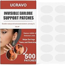 UCRAVO 500 Pcs Earlobe Patches – Drooping Ear Support Stickers for Heavy Earrings – Transparent Invisible Lift Pads for Pierced Ears & Sensitive Lobes-image-69