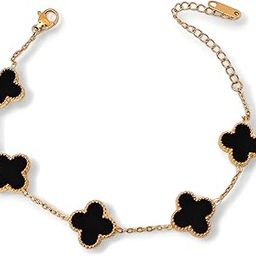 Anti-Tarnish Black Clover Bracelet for Women & Girls – Hypoallergenic Stainless Steel Jewelry with Free Premium Travel Pouch – Stylish & Elegant Gift for Birthday & Anniversary – Gold Finish-image-3