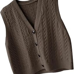 Knit Vest Shopping Button Sport Fashion Clothing Vintage Design Lady Sweater Length 53cm Brown|Clothing Shoes & Accessories | Womens Clothing | Coats & Jackets-19