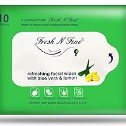 Fresh N Fine Wet Wipes for Face - 60 Pulls | Infused with Aloe Vera & Lemon, Gentle and Soothing | Wipes for Cleansing, Daily Facial Wipes. Pack of 6 (10 Pulls Per Pack)-image-49