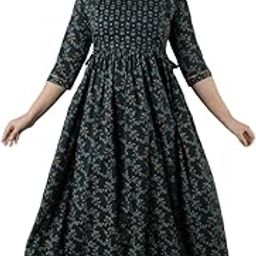 Women's Pure Cotton A-Line Printed Maxi Maternity Gown Dress | Feeding/Maternity Gown Kurti for Women-image-82