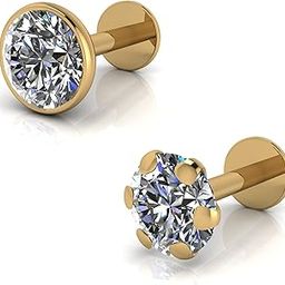 Gold Nose Pin Stud | Diamond Piercing Nose Stud For Women and Girls (Pack of 1) Combo-picture-28