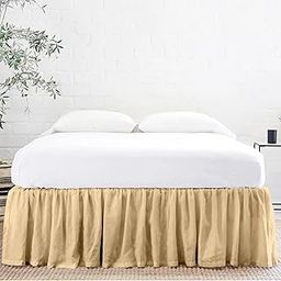 Linenweaves Bed Skirt Queen Size 21 Inch Drop | Solid Pattern Microfiber Easyfit | Tailored Wrinkle Fade Resistance Soft Fabric Stylish Design Bed Frame Legs Cover- (Cream Beige, 60 * 80 in)-image-13