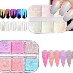 Nail Art Kit for Women, 2 Boxes 6 Grid Glitter Powder, DIY Manicure Set for Home and Salon Use, Trendy Nail Charms and Stickers for Creative Nail Art Designs-image-96