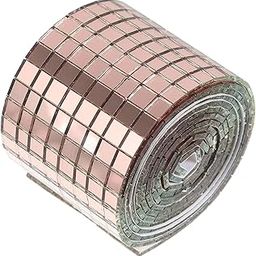 YORWAN 3D Mosaic Mirror Tiles Sticker,Square Glass Mirror,Mini Square Mirror for DIY Craft and Home Decoration,Mirror Tiles for Wall Kitchen Bathroom -1 pc (3 x 100 cm roll, Rose Gold)-image-99