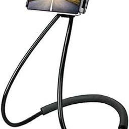 king shine Lazy Neck Phone Holder Neck Hanging Mobile Cell Phone Stand 360 Rotating Flexible Long Arms Stand Clip Holder Compatibl with 4-7 Inches Smatphones - Black-image-97