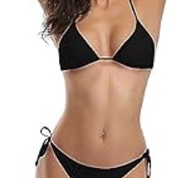 1027 Women's Cotton Summer Sexy G-String Thong Lingerie Set Bikini Swimsuit 2 Piece Halter Strap Neck Tie Triangle Bathing Suit-picture-10