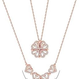 Multi Wearing Heart Necklace 4 Heart Magnetic Rose Gold Necklace Pendant Heart Toggle Necklace Diamond Women/Girls Accessories-image-71