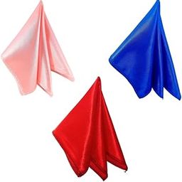 Satin Pocket Square for Men, Wedding Handkerchief for Suits, Blazers & Tuxedo, Men's Pocket Square Combo (Pack of 3) (Pink, Royal Blue & Red)-image-93