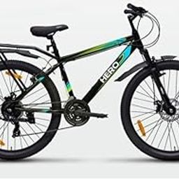 Hero Sprint Next 26" Bicycle - 21-Speed Shimano Gears, Dual Disc Brakes, and Integrated Carrier (Orange/Green)-picture-4