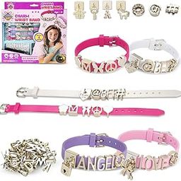 Wembley DIY Bracelet Making Set for Girls - Create 4 Unique Friendship Band Designs with Pendants, Alphabets, Beads - Jewellery Making Materials Kit - Birthday Gifts for Girls Age 5 6-7 8-10-image-2