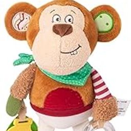 PRIWOXA Baby Crib & Stroller Plush Playing Toy Car Hanging Rattles for Infants (Multicolour, Shark),Polyester (Monkey Big)-image-3