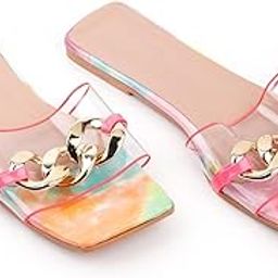 Women Multicolored Flats with Chain Details Simple and Comfortable Footwear for The Size of - 3-image-89