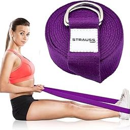 Strauss Yoga Strap & Stretching Belt | Ideal for Yoga, Pilates, Therapy, Dance, Gymnastics & Flexibility | 60% Thicker Belt with Extra Safe Adjustable Metal D-Ring Buckle | Eco-Friendly, 8 feet (Purple)-image-17