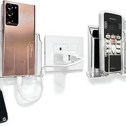 D WRAPS Wall Mounted Mobile Phone Charging Holder Stand (Set of 2) Transparent Multipurpose Wall Organizer for AC/TV Remote, Eyeglasses – Self-Adhesive Phone Stand, No-Drill Wall Stand for Smartphone-image-47