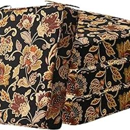 Unimatta Outdoor Chair Cushions with Ties, Set of 4, 19"x19", Water-Repellent & Fade-Resistant Cushion, Red Yellow Vine Flower-1