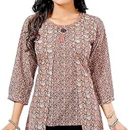 Impex Women's Cotton Jacket Style Tunic Top-image-75