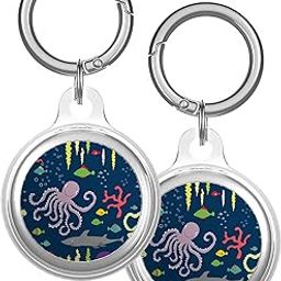 XtremePads Case, Compatible with Apple Airtags Finder - Protective Soft TPU Keychain Cover, for Pets, Bags, Keys (Sea Underwater Creatures)-picture-27