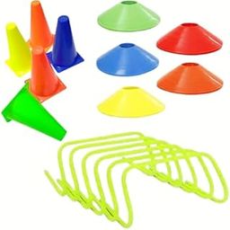 SR SPORTS 6" Marker Cone Set of 6, Football Training Cones Set of 10 & 6" Hurdles Set of 6 – Sports Practice Equipment Combo for Agility, Football, Fitness & Kids Training-image-58