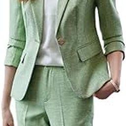 Women's Suit Blazer 3 Piece Office Business Casual Single Breasted Blazer Jacket Pant and Canny Set-image-95