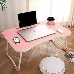 Radiant Wood Smart Multi-Purpose Laptop Table, Dock Stand, Study Table, Bed Table, Foldable, Portable, Ergonomic, Rounded Edges, Non-Slip Legs (Pink)-12