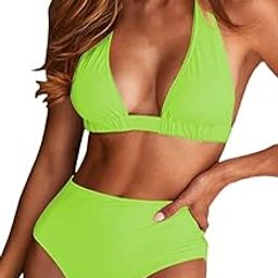 FM FASHION Women's Spandex Bikini Set Solid Color's-image-96